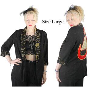 Desperately Seeking 80s Pyramid Style Size Large Black Glitter Susan Jacket